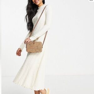 Urban Revivo knit midi dress in white